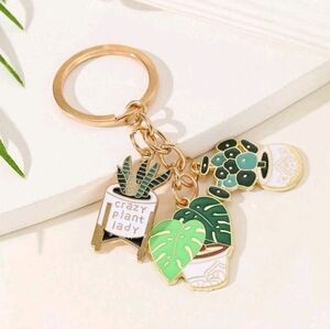 Green Plant Succulent Unisex‎ Daily Wear Alloy Keychain Car Accessorie Bag Charm